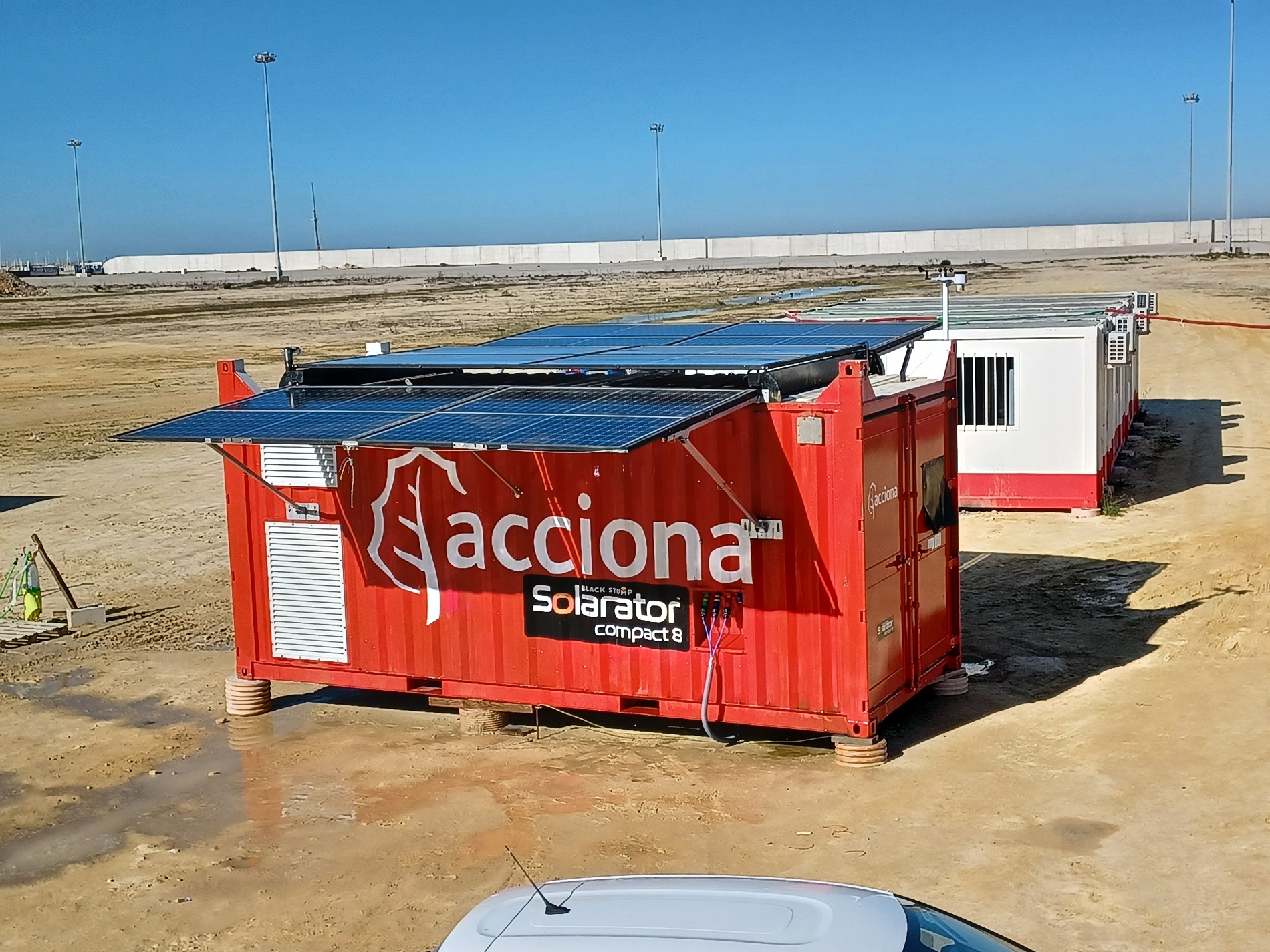 Solarator® Compact 50+ kVa with solar arrays fully deployed onsite