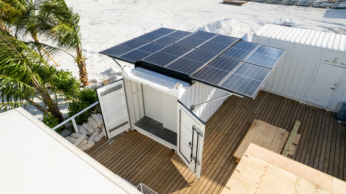 Solarator® Chiller fully deployed with door to cool room slightly open