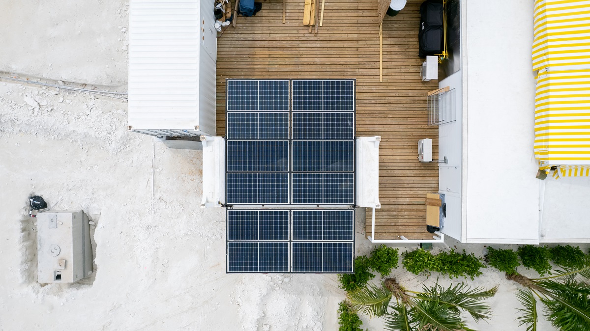 Top view of Solarator® Chiller with solar arrays fully deployed