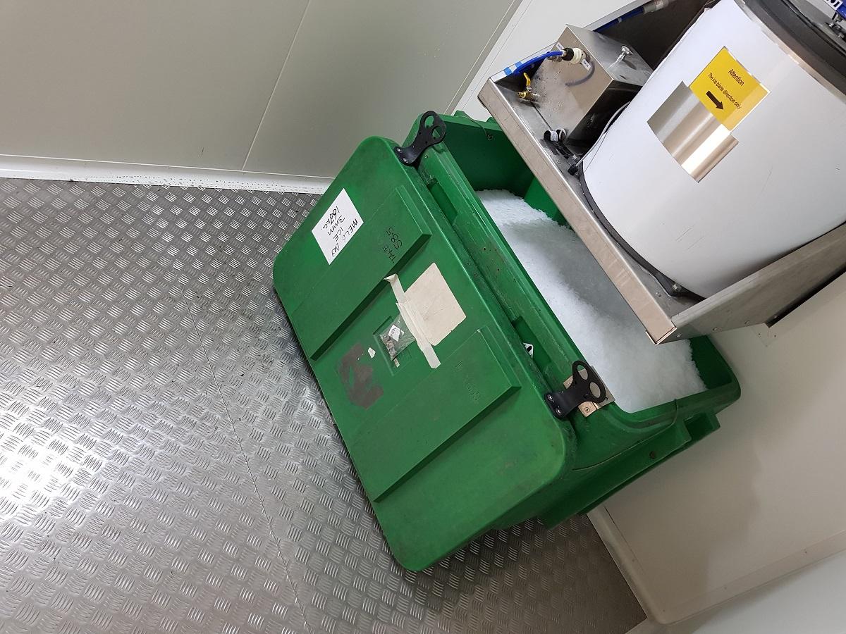 Ice flakes being harvested from Solarator