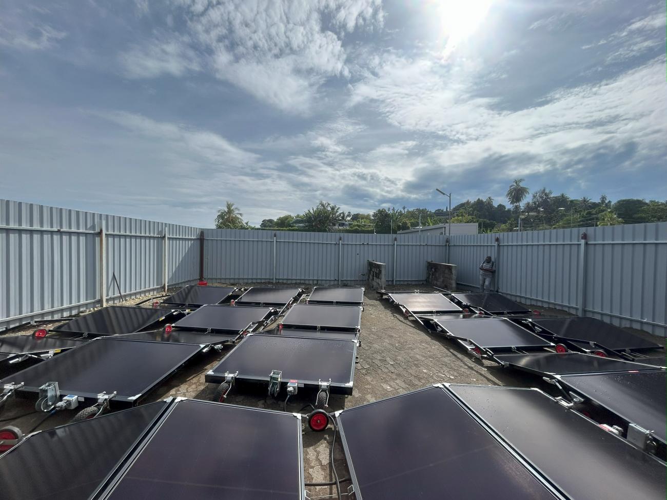 Solar arrays fully deployed under the sun