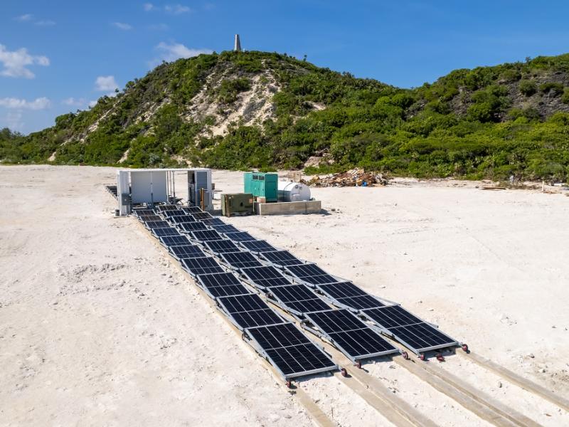 Solarator fully deployed along a white beach